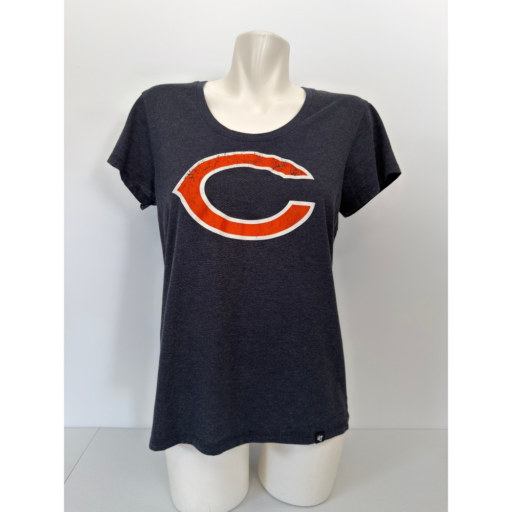 47 Brand Chicago Bears Womens Large T-Shirt Charcoal Heather NFL Graphic Tee